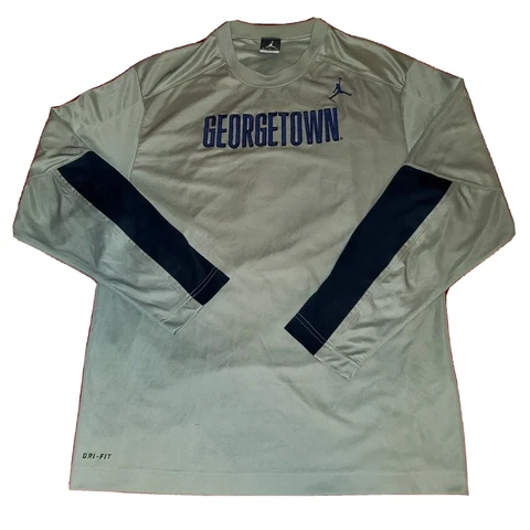 Sz SMALL Mens Air Jordan Georgetown Hoyas Grey Long Sleeve Shirt Dri Fit Cover