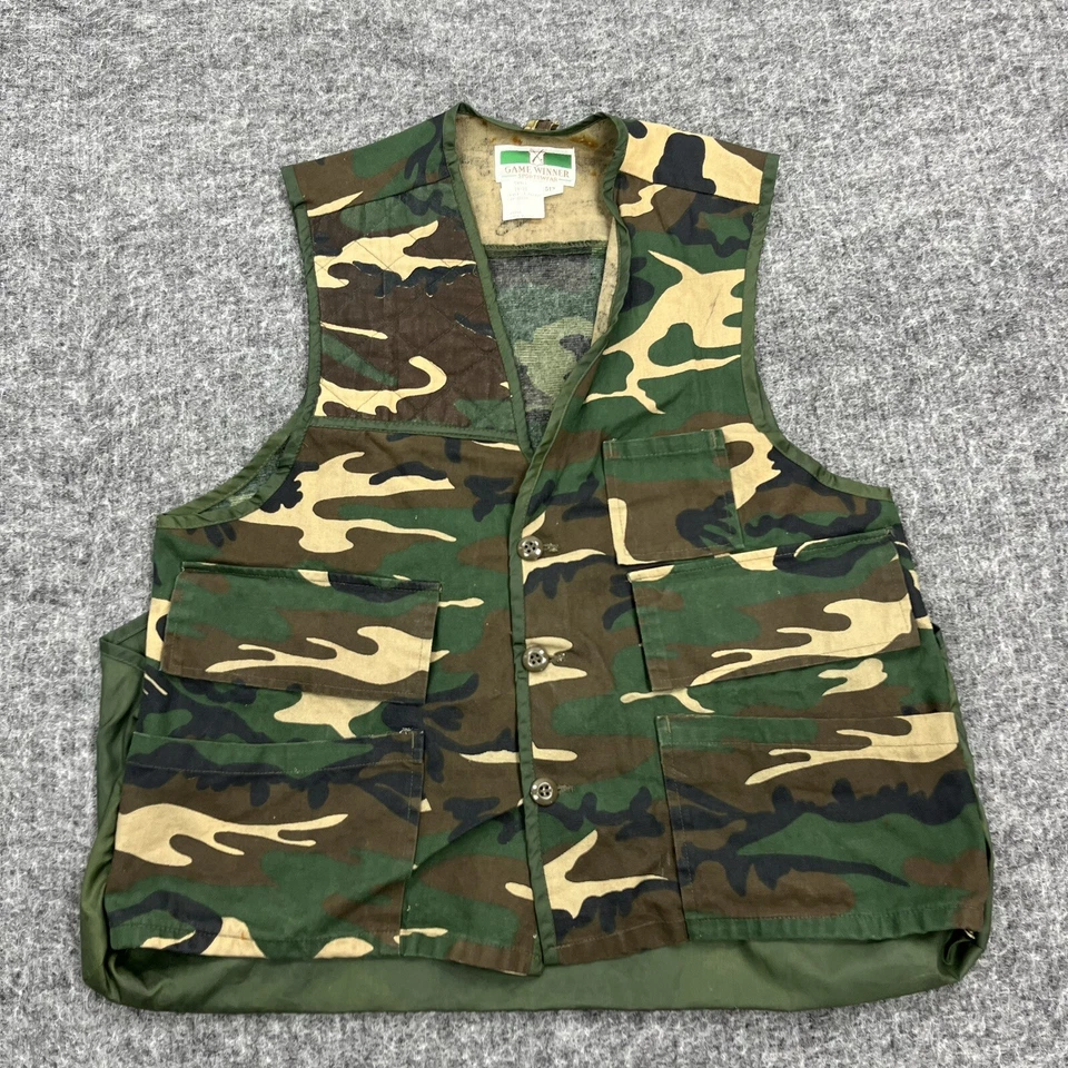 Vintage Game Winner Vest Mens Small Camouflage Hunting Shooting Game Camp - Image 1 of 4