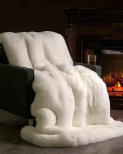 5 Sterne Vollhaut WHITE Fox FUR Überwurf, Pelzdecke, Fuchspelzdecke,... - Bild 1 von 6