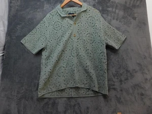 Abercrombie & Fitch Hemd Herren Large Grün Häkel Strick Knopf Polo Top - Bild 1 von 13