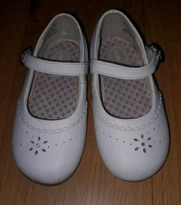Stride Rite Camila MJ Dress Shoes Girls 6.5M White Leaf - Picture 1 of 6