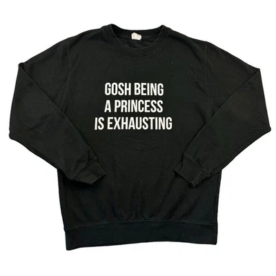 Princess Sweatshirt Womens Ladies Black Medium Text Sweater Pullover M - Image 1 of 4