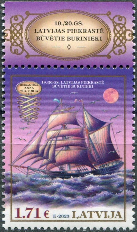 Latvia 2023. Brigantine Anna Victoria, 1878 (I) (MNH OG **) Stamp - Image 1 of 1