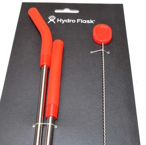 New - Hydro Flask Stainless Steel Straw Set - 2 Straws and Cleaning Brush - Picture 1 of 8