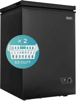 3.5 Cu.Ft Chest Freezer with Removable Basket, Small Deep Freezer Adjustable 7 T - Image 1 of 4