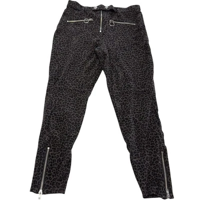 Blank NYC Pants Womens 30 Black Brown Leopard Animal Moto Skinny Mob Wife - Image 1 of 4