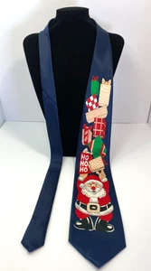 Cravatta natalizia vintage Babbo Natale con regali e novità natalizie "HO HO HO" - Foto 1 di 14