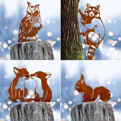 Adorable Garden Patio Decor Corten Steel Metal Animals Ornament for Garden Yard - Image 1 of 4