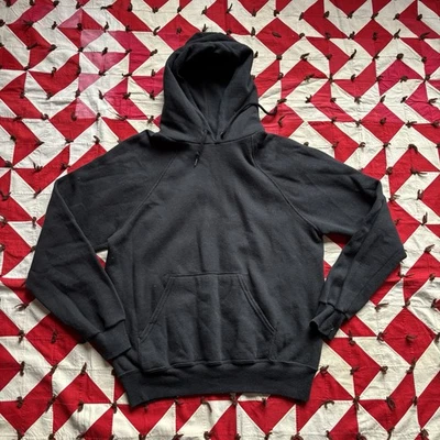 Sudadera con capucha negra en blanco vintage para hombre usada como está años 90 defectos usada Foto 1 de 4