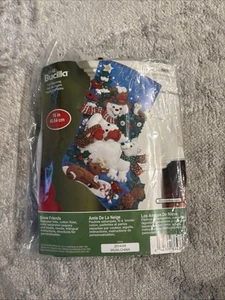 NEU Bucilla Schneefreunde Schneemann 16" Filzstrumpf Kit Weihnachten Handwerk 86438 G1 - Bild 1 von 5