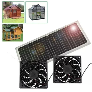 Solar Panel Powered Fan Waterproof Dual Fan 30W Solar Exhaust Fan for Greenhouse - Picture 1 of 10