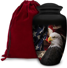 Patriotic Hearts Eagle Urn for Human Ashes | American Flag Cremation Urn for Adu