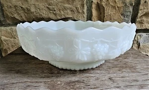 VTG Anchor Hocking Fire King Milk Glass Bowl 10" Wide Grape Vine MCM - Picture 1 of 6
