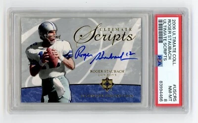 Ultimate Collection Scripts Roger Staubach 2006 autógrafo automático SSP/9 PSA 8 HOF Foto 1 de 2