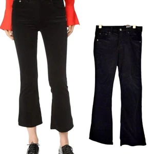 Plush Pants Trousers Jeans Rag Bone Black Velvet 10 inch Crop Flare Size 26 - Picture 1 of 7