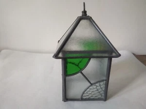 ARTS CRAFTS 1920 DECO LIGHT LEADED STAINED GLASS - Picture 1 of 19
