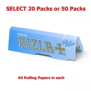 Papeles rodantes Rizla Thin Ciel azul tamaño regular de combustión lenta - Selecciona paquete de 20 o 50 - Imagen 1 de 3