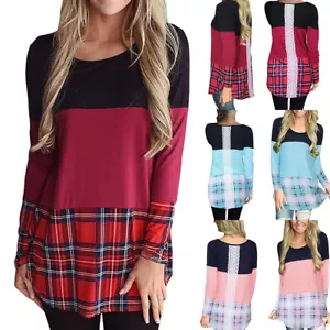 Women Long Sleeve Shirts Crew Neck Pullover Sweatshirt Pattern Casual Tunic Tops - Picture 1 of 29