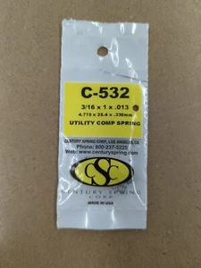 CENTURY SPRING CORP. - 3/16" X 1" X .013 COMPRESSION SPRING - C-532 - 6 PACK - Picture 1 of 4