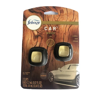 Febreze Car Auto Interior Vent Clips Air Freshener Wood Scent Sealed Twin Pack - Image 1 of 4