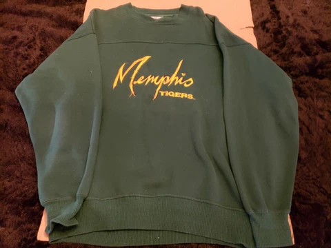 VTG Memphis Tigers Crable Sportswear Green Embroidered Sweatshirt Large See Pic Cover