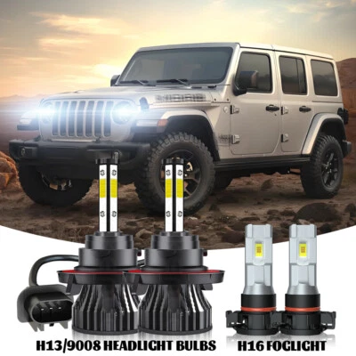 Kit de faros LED bombillas altas bajas antiniebla 6000K para Jeep Wrangler 2010-2024 Foto 1 de 4