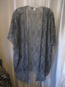 Promises Promises Women's Black & Grey Animal Print Sheer Duster Jacket Sz 3X NW - Picture 1 of 6