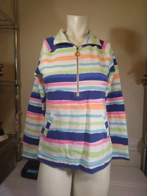 Lilly Pulitzer Long Sleeve Striped Quarter Zip Jacket Women's Size Small - Imagem 1 de 4