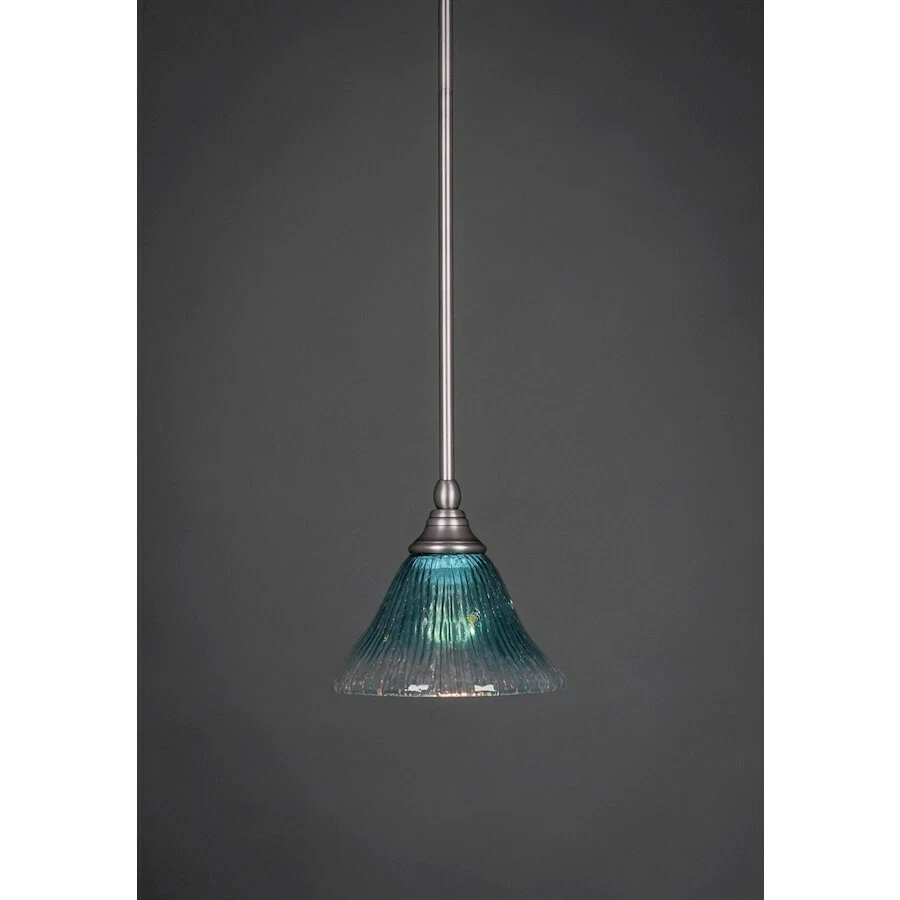 Toltec Lighting Stem Mini Pendant, 7' Teal Crystal Glass - 23-BN-458 - Image 1 of 1