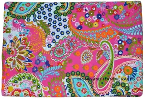 Indian Paisley Print Cotton Pink Luxury Soft Hippie Dress Making Fabric by Yard - Picture 1 of 3