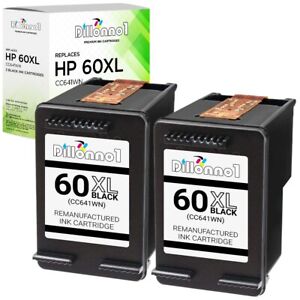 2PK For HP 60XL HP60 XL 2-Black CC641WN Ink Cartridge for all hp deskjet 