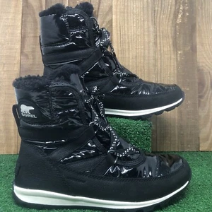 NEW Sorel Whitney Short Lace Patent Black Boots LL3433-010 Women's7.5Waterproof - Picture 1 of 14