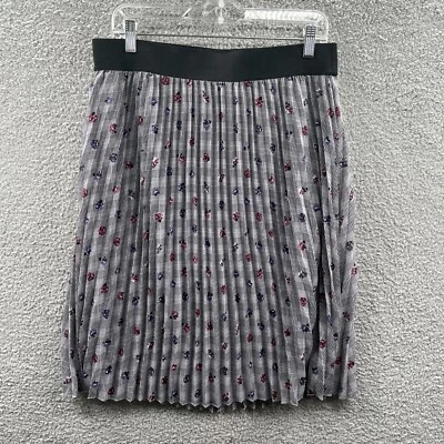 Elle Womens Straight Skirt Large Gray Black Pleated Floral Lined Stretch - Image 1 of 4
