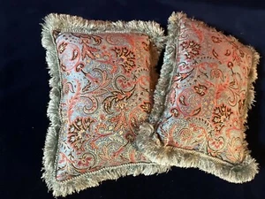 All Hand Made  Antique Silk Brocade And Silk Satin Pillows  - Picture 1 of 6