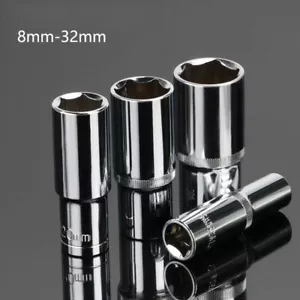 Toma de 1/2" de accionamiento profundo 8 mm-32 mm trinquete enchufes hexagonales profundos Cr-v acero de largo alcance - Imagen 1 de 7
