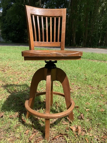 Antique Oak Swivel Industrial Drafting Drawing Architect Artist Chair Cover