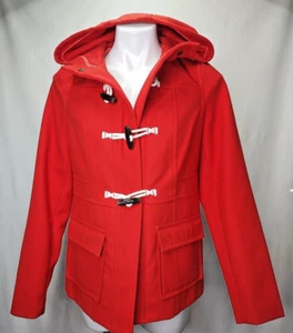 OLD NAVY Hooded Lined Red Coat Pea Coat w/Toggle Loop Women Size Small Petite - Picture 1 of 15