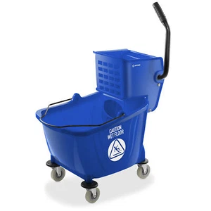 33 Quart Commercial Mop Bucket with Side Press Wringer, Blue - Picture 1 of 7
