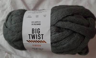 Fio de fita Joann's BIG TWIST cinza ardósia mistura acrílica 100g - Imagem 1 de 4