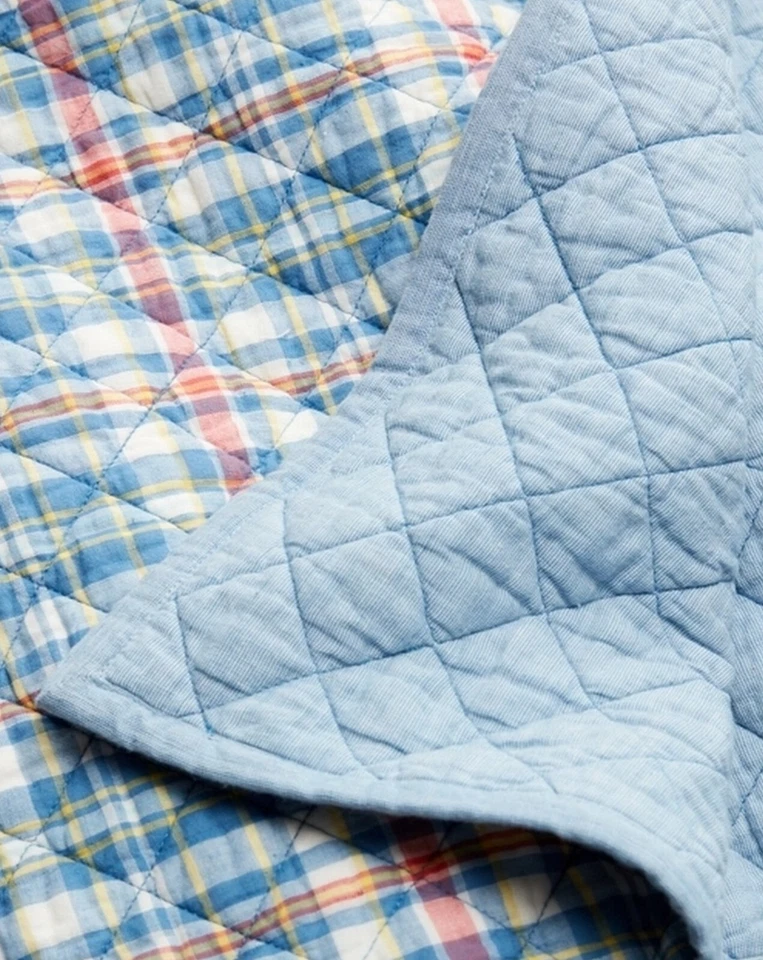 Ralph Lauren Veronique Azul Lucie Cuadros Acolchado King Cobertor Manta $430 Foto 1 de 4