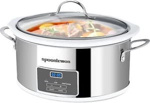 6 QT Slow Cooker Piano Cottura Elettrico Inox con Digitale 20H Tempo 3 Livelli - Foto 1 di 8
