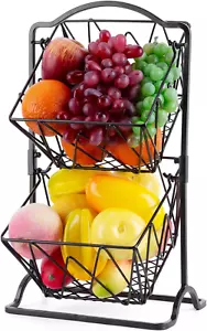 2 Tier Fruit Basket Fruit Bowl for Kitchen Counter,Bread,Fruit and Vegetable Hol - Picture 1 of 9