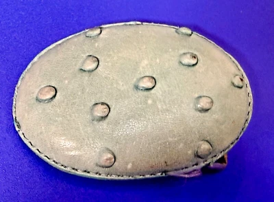 Cuero de avestruz vintage - hebilla de cinturón ovalada punteada verde/blanco Foto 1 de 4