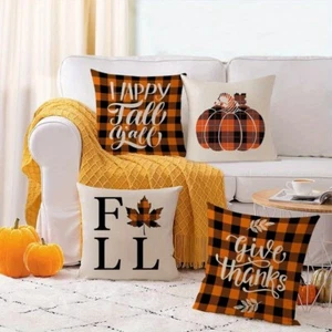 Funda de almohada de otoño de calabaza y hoja de arce funda de cojín de sofá de acción de gracias - Imagen 1 de 4