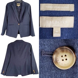 Talbots Blazer Women's Size 4 Blue Wool Lined Italy Jacket Capsule Staple - Picture 1 of 7
