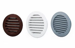 Rejilla de ventilación de aire redonda con brida y pantalla de mosca, cubierta de conducto de ventilación - Imagen 1 de 2