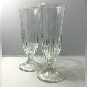 Pair Fluted Champagne Classic Drinking Glasses 6.5” tall Excellent condition - Picture 1 of 7