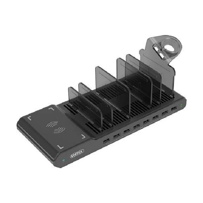 UNITEK 96W 8-Port USB-A Smart Charging Station with iWatch Stand Y-2192A - Image 1 of 1