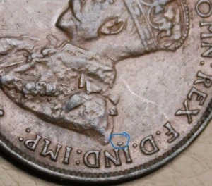 * 1926 HALFPENNY DASH UNDER IN AND INFRONT OF KINGS ERROR DE BOCA #FHJ68 - Imagen 1 de 17