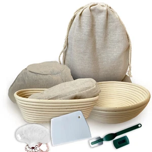 9" Round & 10" Oval Bread Banneton Proofing Basket Rattan Sourdough Artisan Set - Picture 1 of 5